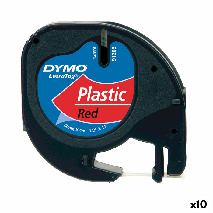 Bandă Laminată pentru Aparate de Etichetat Dymo 91203 12 mm LetraTag® Negru Roșu (10 Unități)