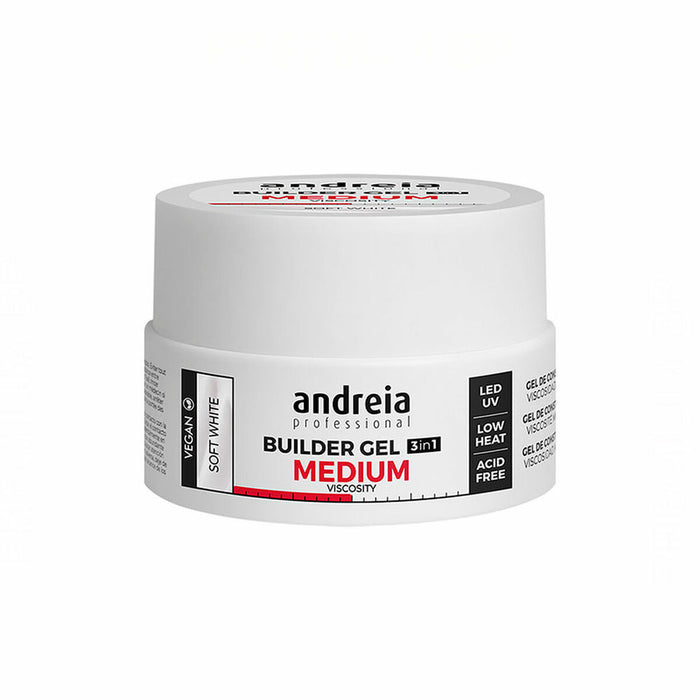 Lac de unghii gel Medium Viscosity Andreia Professional Builder Alb (22 g)