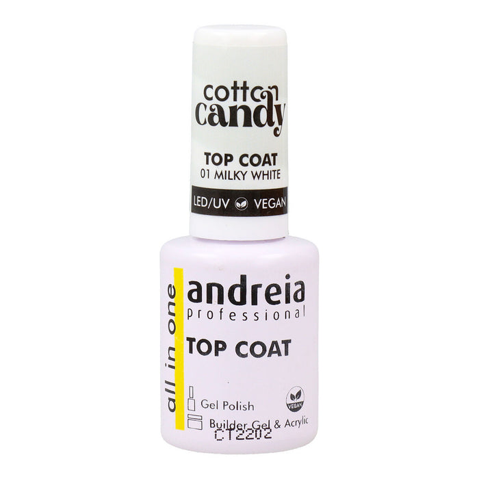 Fixator de Lac de Unghii Andreia Cotton Candy Top Coat Nº 01 Milky White 10,5 ml