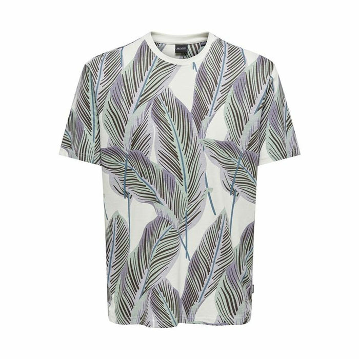 Tricou cu Mânecă Scurtă Bărbați Only & Sons Onskobe Reg Banana Leaf Albastru Alb