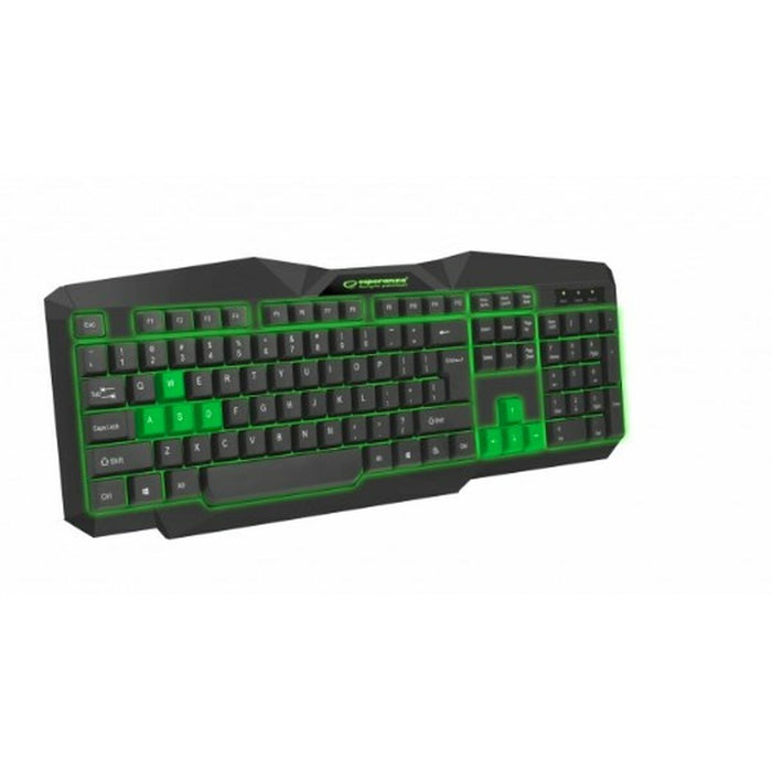 Tastatură Esperanza EGK201G Negru Verde Monocrom Negru/Verde Engleză QWERTY