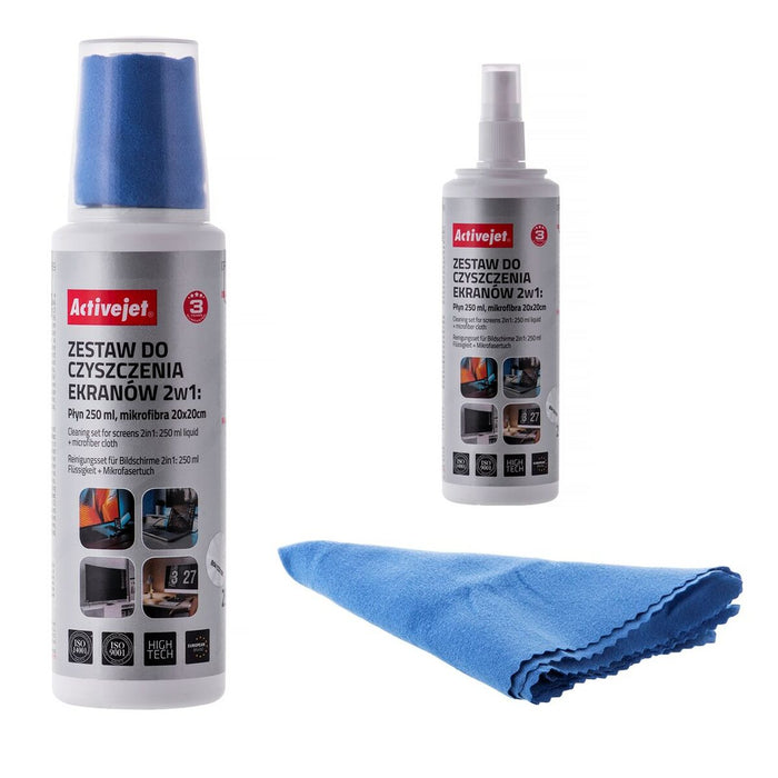 Kit de Curățare pentru Ecrane Activejet AOC-269 20 x 20 cm 250 ml (2 Piese)