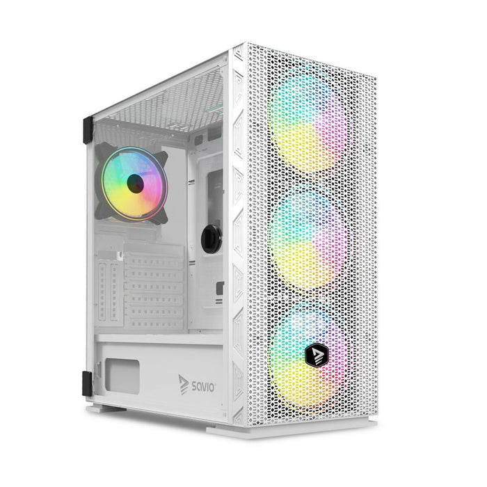 Unitate Semi-tower ATX Savio RAPTOR WHITE X1 Negru Multicolor