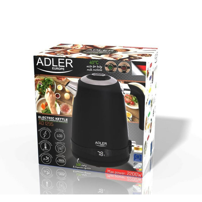 Fierbător Adler AD 1295b Negru Oțel inoxidabil 2200 W 1,7 L