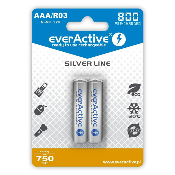 Baterii Reîncărcabile EverActive EVHRL03-800 AAA R03 1,2 V 3.7 V (2 Unități)
