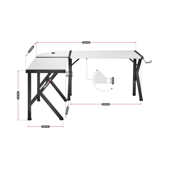 Birou Huzaro Hero 6.3 Alb Negru Oțel Fibră de carbon 154 x 74 x 117 cm