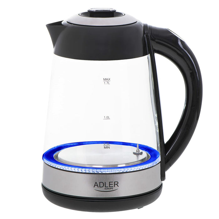 Fierbător Adler AD 1285 Negru Transparent Sticlă Oțel 2200 W 1,7 L