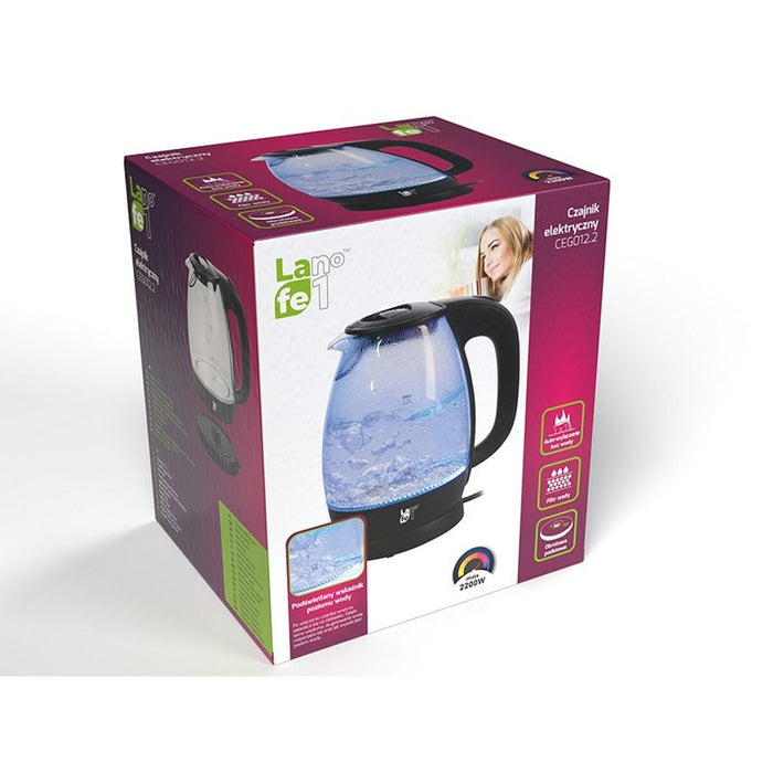 Fierbător Lafe CEG012.2 Negru Sticlă Plastic 2200 W 1,7 L