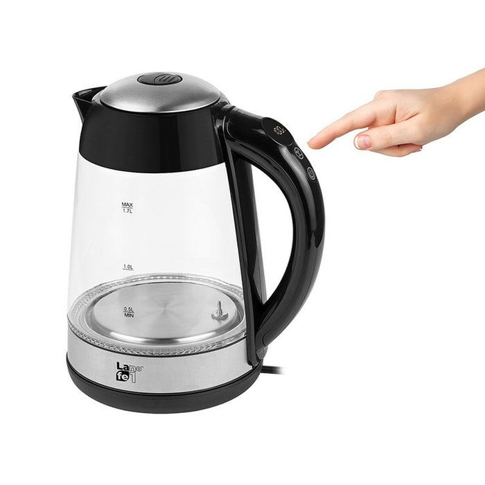 Fierbător Lafe CEG015 Negru Transparent Argintiu Sticlă Plastic 2200 W 1,7 L