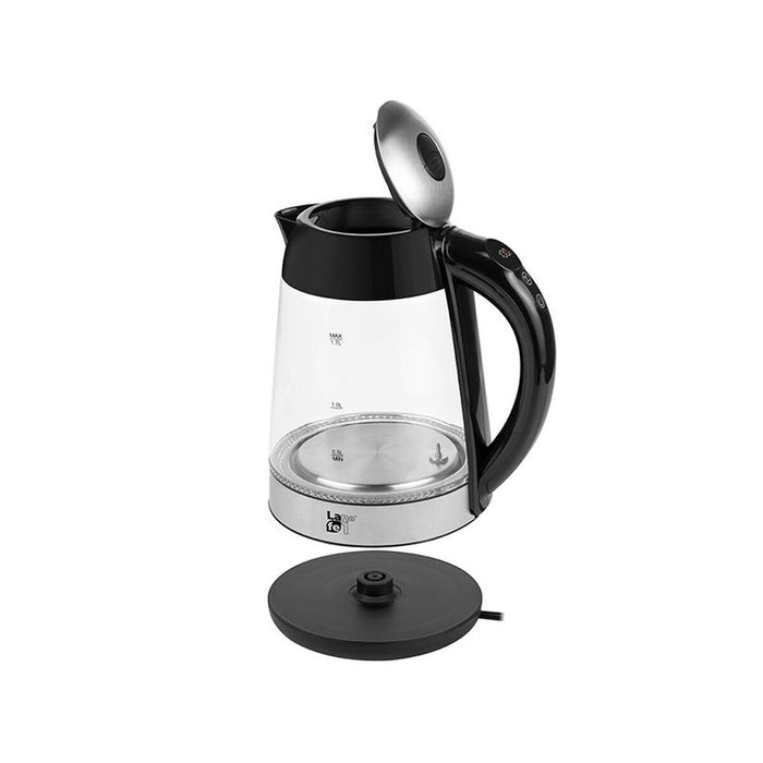 Fierbător Lafe CEG015 Negru Transparent Argintiu Sticlă Plastic 2200 W 1,7 L