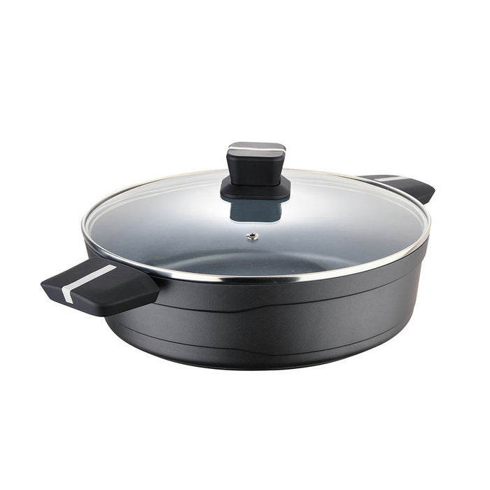 Oală cu Capac de Sticlă San Ignacio Bistro SG6427 Cu talie joasă Aluminiu (Ø 28 x 8 cm)