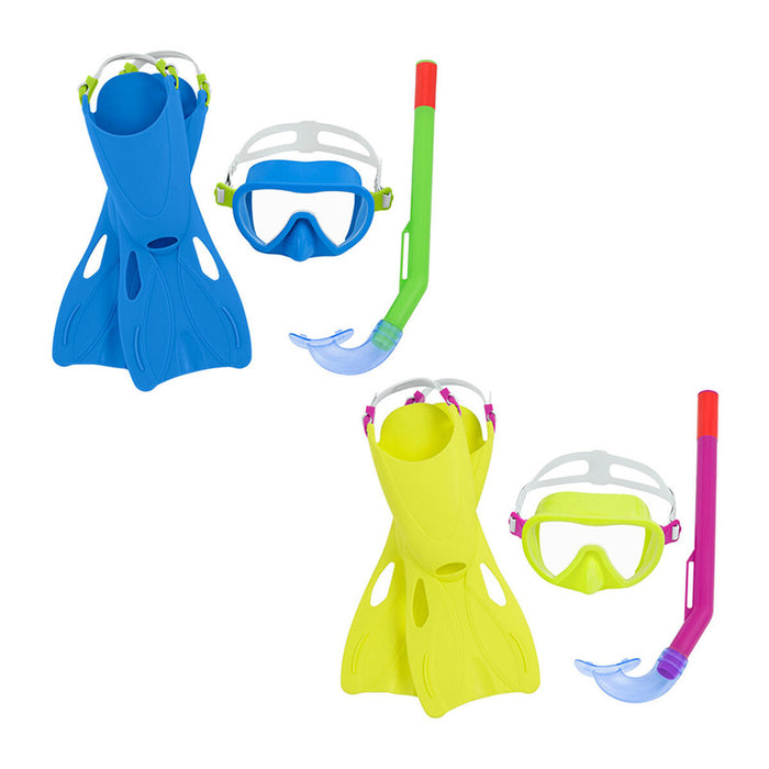 Ochelari de Scufundare cu Tub și Labe de Înot Bestway Multicolor 24-27 (1 Unități)