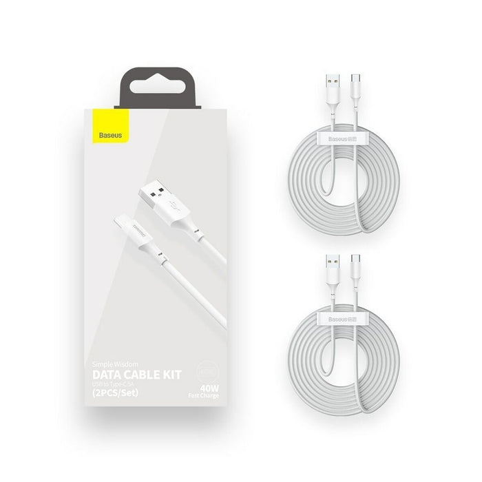 Cablu USB A la USB C Baseus TZCATZJ-02 Alb 1,5 m (2 Unități)
