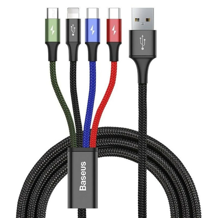 Cablu USB la Micro USB, USB-C și Lightning Baseus CA1T4-B01 Negru 1,2 m