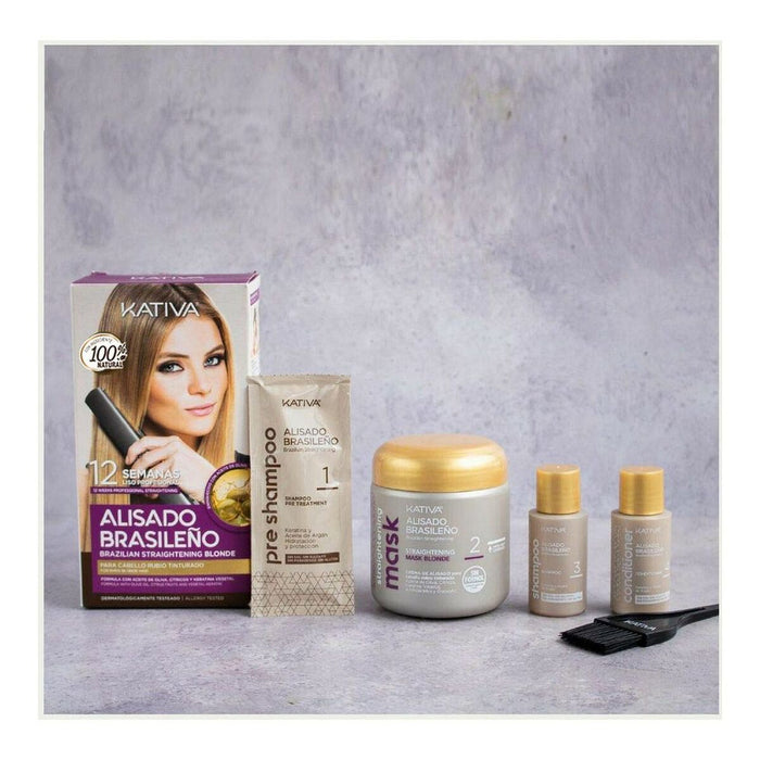 Set de coafor păr drept stil brazilian  Kativa Pro Blonde (6 pcs)
