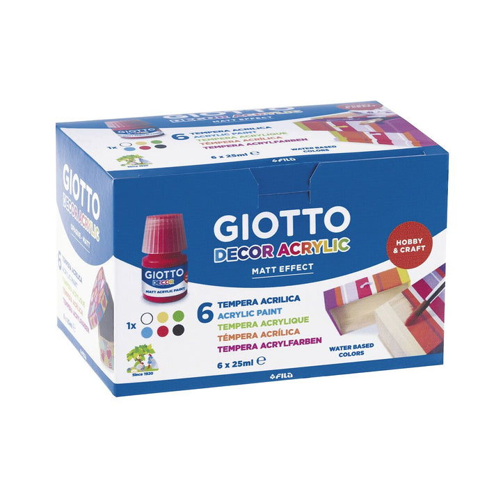 Tempera Giotto Decor Multicolor Alb 25 ml (6 Piese)