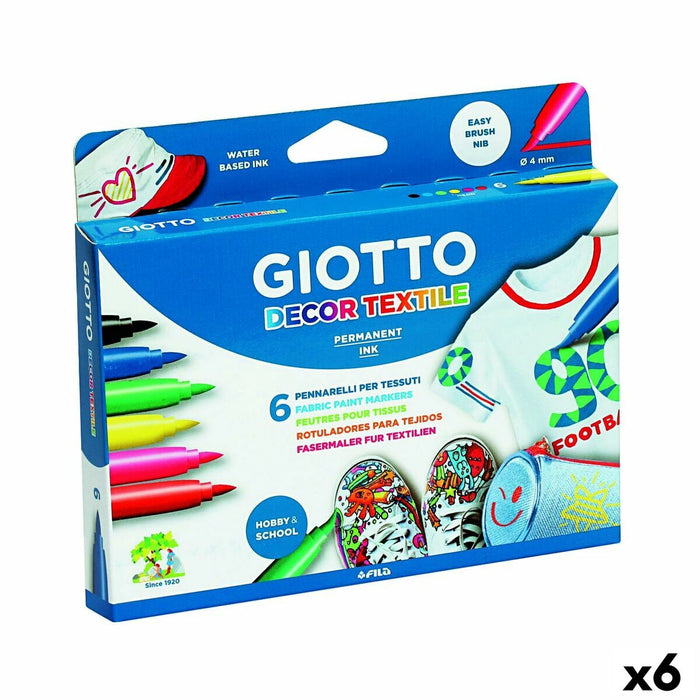 Set de Carioci Giotto Decor Textile Multicolor (6 Unități)