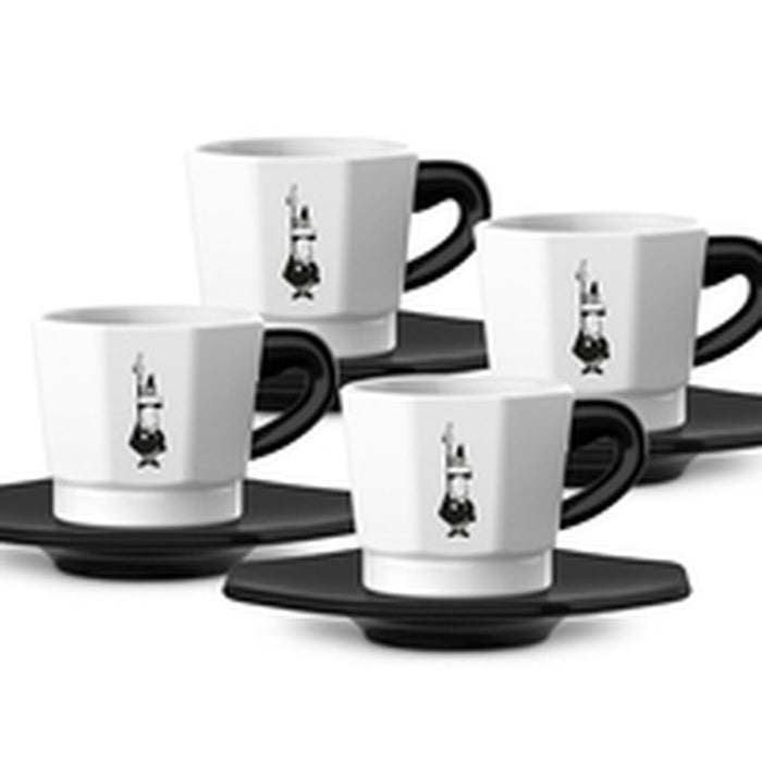 Set de Căni de Cafea Bialetti Alb Negru (4 Unități)