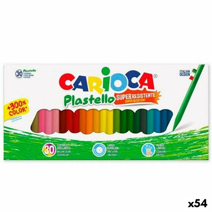Creioane ceară colorate Carioca Plastello Multicolor (54 Unități)
