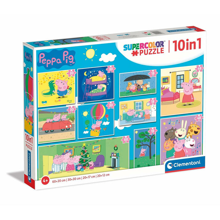 Set de 10 Puzzle-uri Peppa Pig Clementoni SuperColor 220 Piese