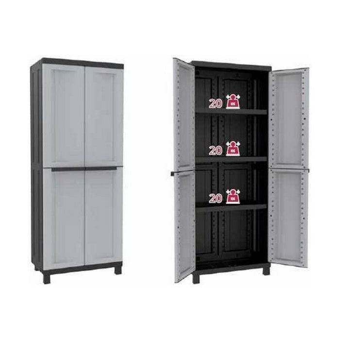 Dulap pentru haine Terry Negru/Gri Rășină Plastic 68 X 39 X 170 CM