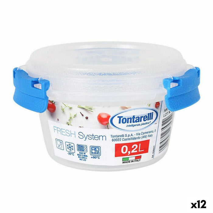 Cutie pentru prânz ermetică Tontarelli Fresh system Rotundă Transparent 200 ml Ø 10 x 5,6 cm (12 Unități)