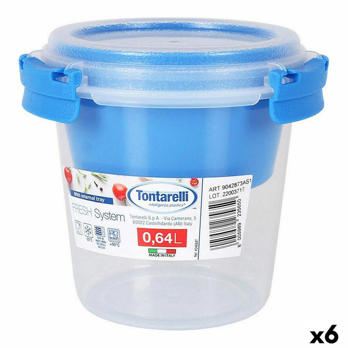 Cutie pentru prânz ermetică Tontarelli Fresh System Iaurt 640 ml ø 12,6 x 11,3 cm (6 Unități)