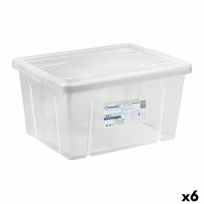 Cutie de depozitare cu capac Tontarelli Linea box 29 L 47 x 36 x 24,5 cm (6 Unități)