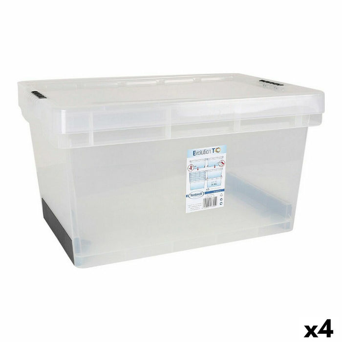 Cutie de depozitare cu capac Evolution Transparent 57 x 39 x 31 cm (4 Unități) (60 x 40 x 30 cm)