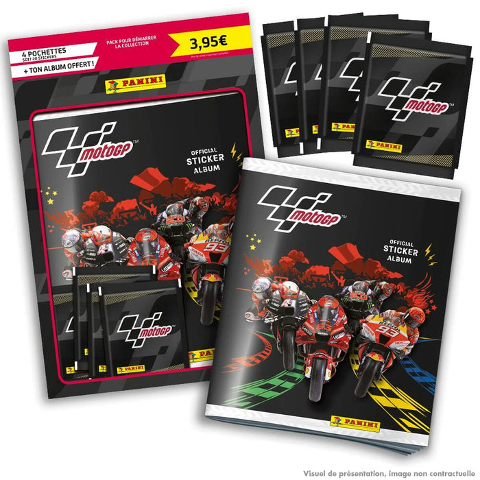 Set de autocolante Panini Moto GP Starter Pack Album de autocolante 4 plicuri (Franceză)