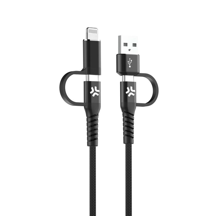 Cablu USB la USB-C și Lightning Celly USBC4IN1BK Negru 2 m