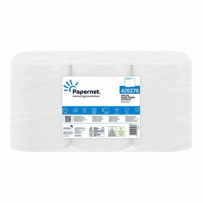 Prosop de mână din hârtie Papernet Autocut 418997 Dublu strat 6 Unități