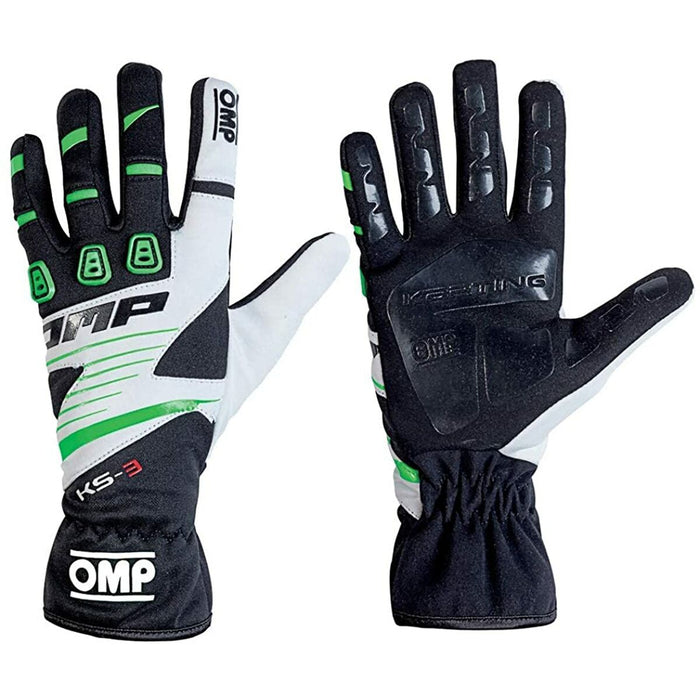 Karting Gloves OMP KS-3 MY2018 XXS kart Alb Negru Verde