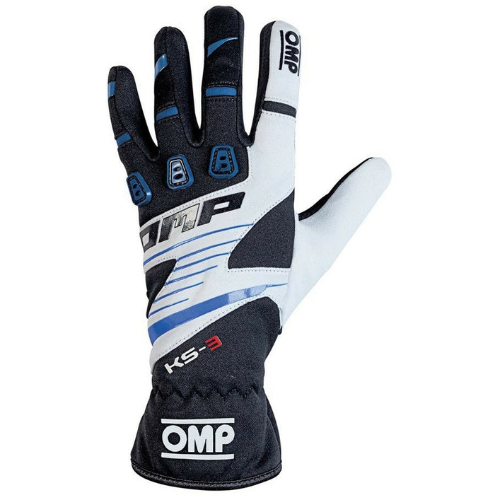 Karting Gloves OMP KS-3 Albastru Alb Negru L