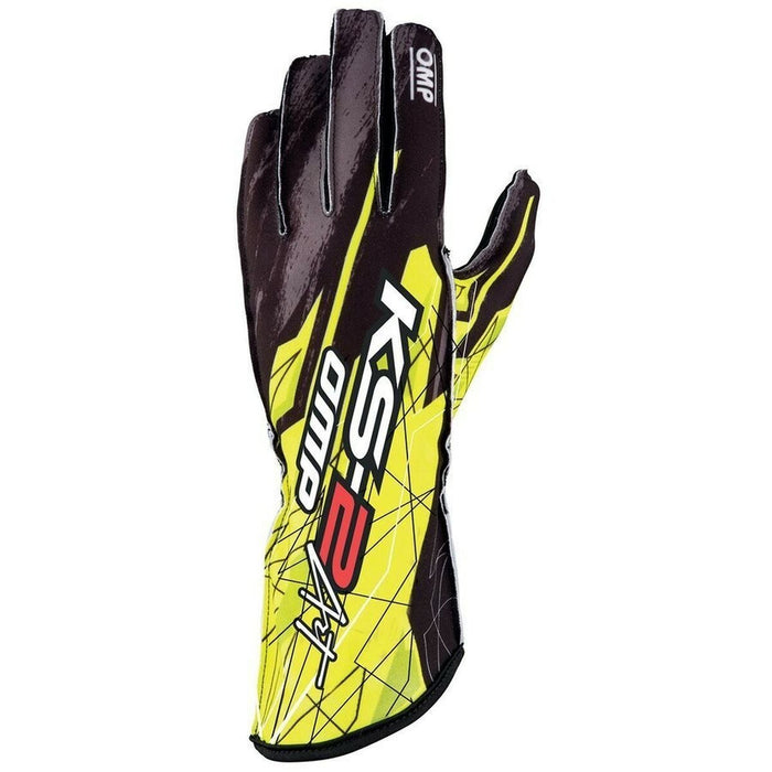 Karting Gloves OMP KS-2 ART Galben/Negru Negru Negru/Galben S