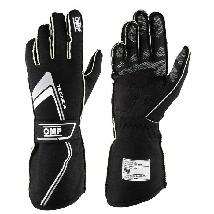 Men's Driving Gloves OMP TECNICA Negru/Alb XL