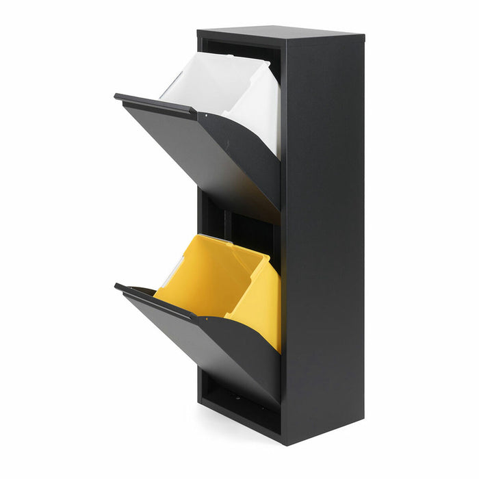 Găleată de gunoi pentru reciclare Jobgar 92 x 35 x 25 cm Negru Metal 2 sertare