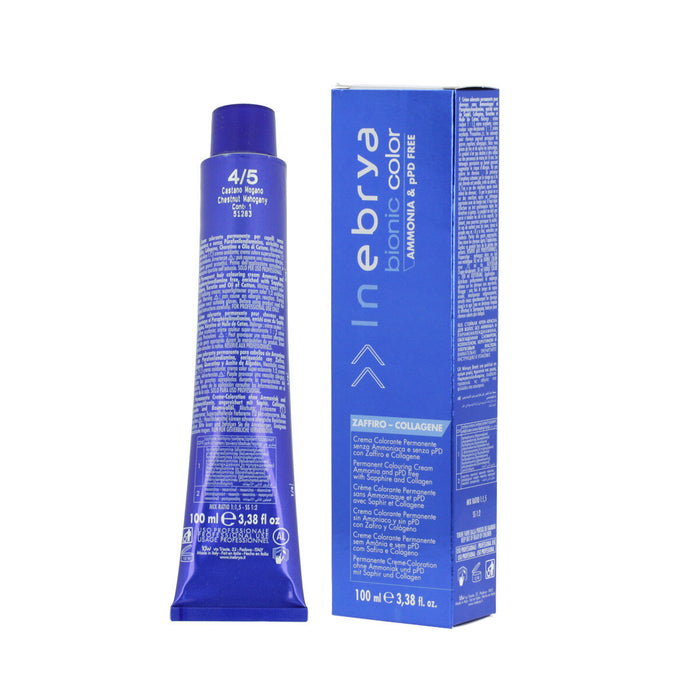 Colorare Permanentă Cremă Inebrya Bionic Color Nº 4/5 Chestnut Mahogany (100 ml)