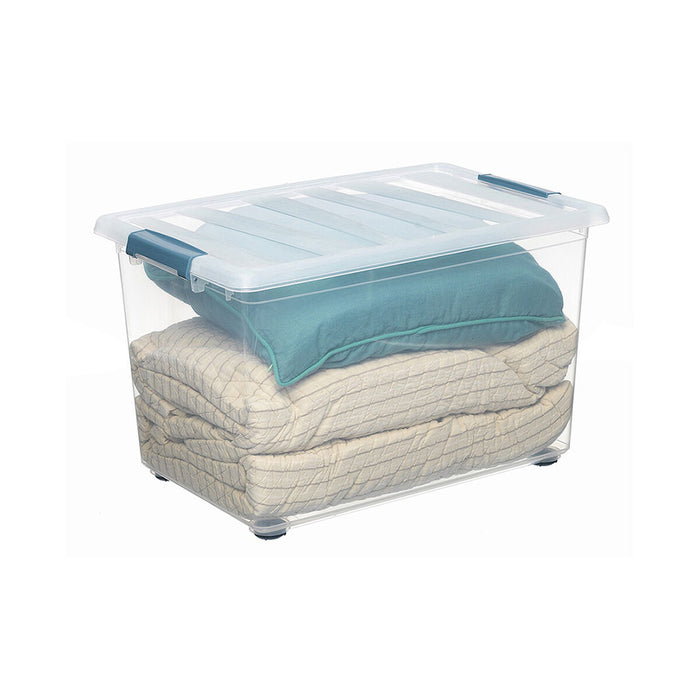 Cutie Multifuncțională Domopak Living Katla Cu roți Cu mânere Transparent 57 L (59 x 39 x 36,5 cm)