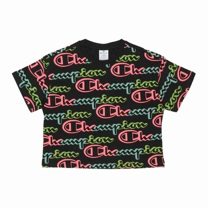 Tricou cu Mânecă Scurtă Femei Champion Crewneck Croptop Negru