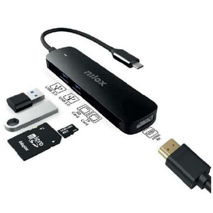 Dockstation Nilox NXDSUSBC05 5 în 1 Negru