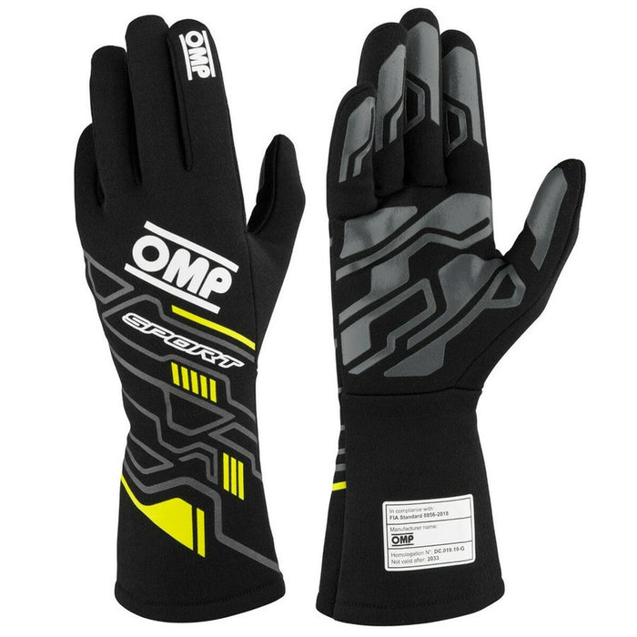 Men's Driving Gloves OMP SPORT Negru/Galben L