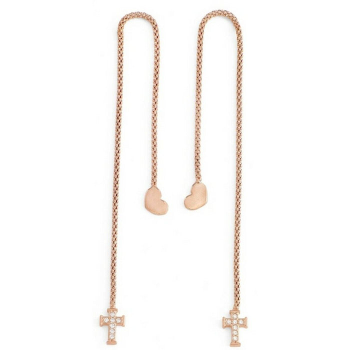 Cercei Damă Amen CUORE CROCE CRISTALLI ROSE GOLD