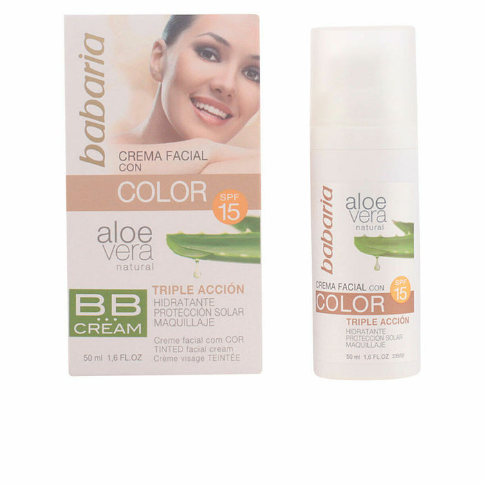 Cremă Hidratantă cu Culoare Babaria Spf 15 Aloe Vera (50 ml)
