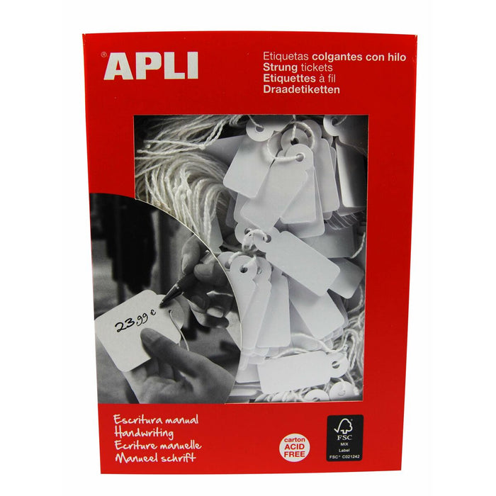 Hang tags Apli Alb 13 x 34 mm (1000 Unidades)
