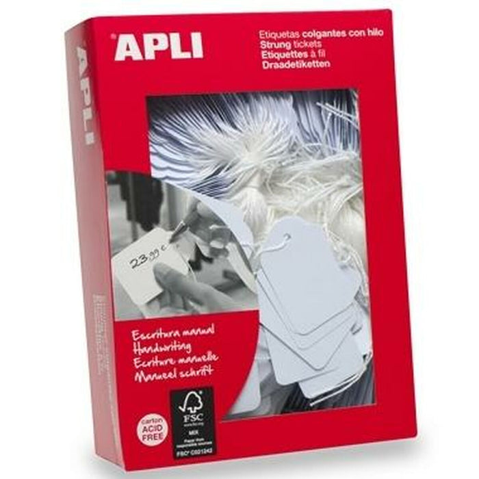 Hang tags Apli Alb 18 x 29 mm (1000 Unidades)