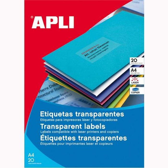 Etichete pentru Imprimantă Apli 581225 210 x 297 mm Transparent 20 Frunze