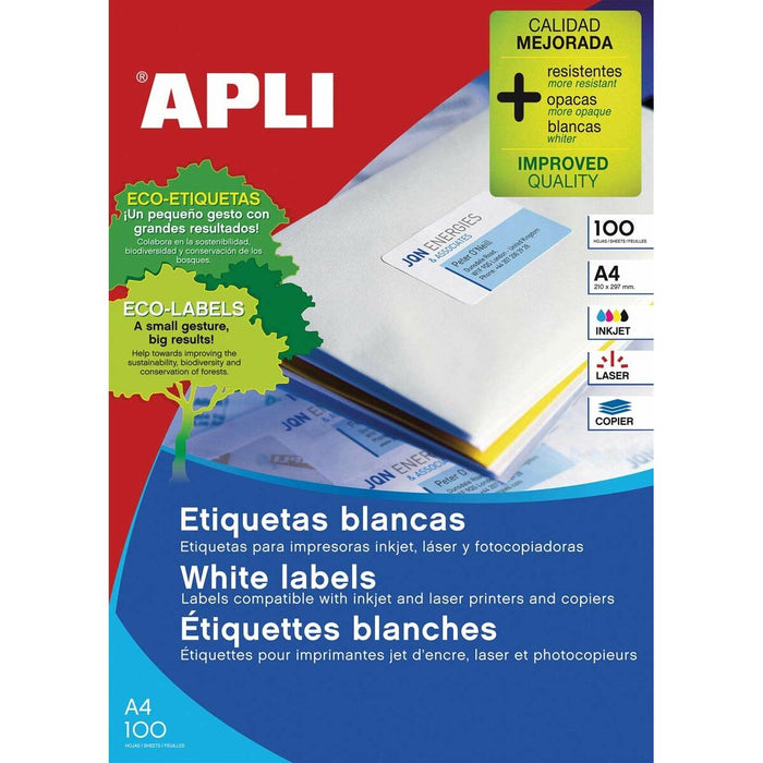 Etichete autoadezive Apli Alb 100 Frunze 64,6 x 33,8 mm