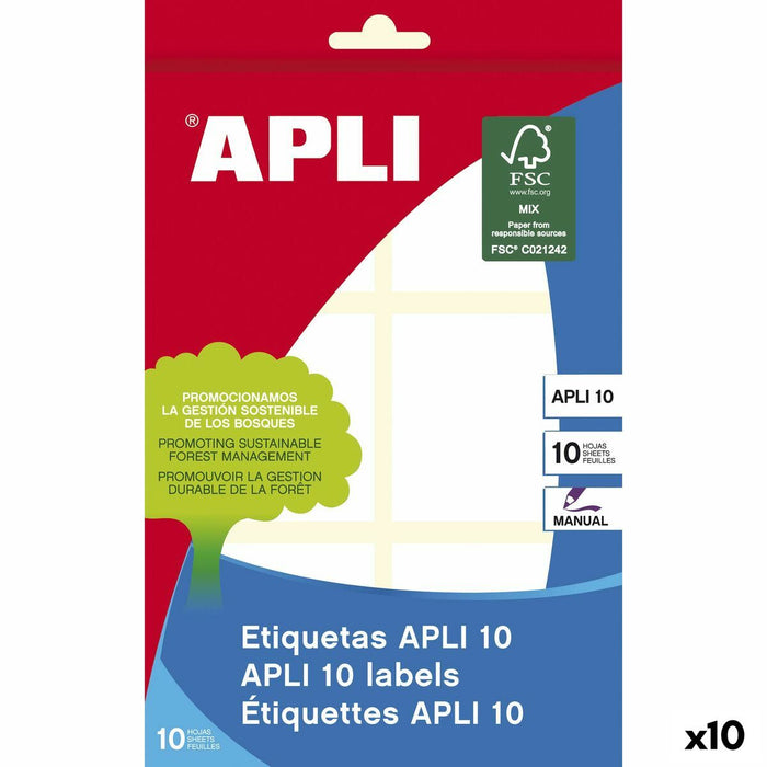Etichete autoadezive Apli Alb 10 Frunze 50 x 50 mm (10 Unități)