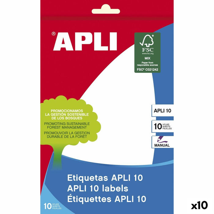 Etichete autoadezive Apli Alb Hârtie 10 Frunze 105 x 149 mm (10 Unități)